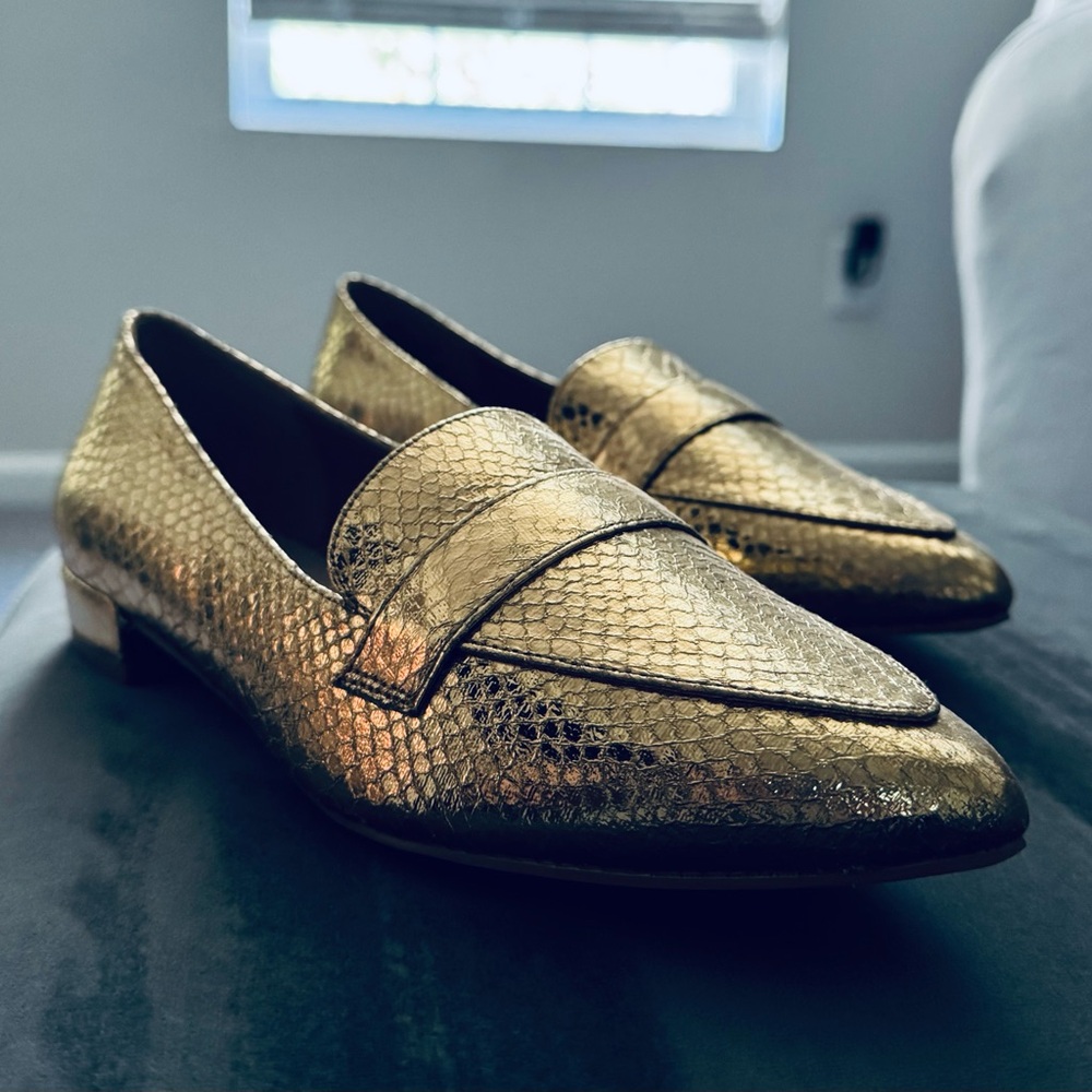 Gold Textured Loafers ✨